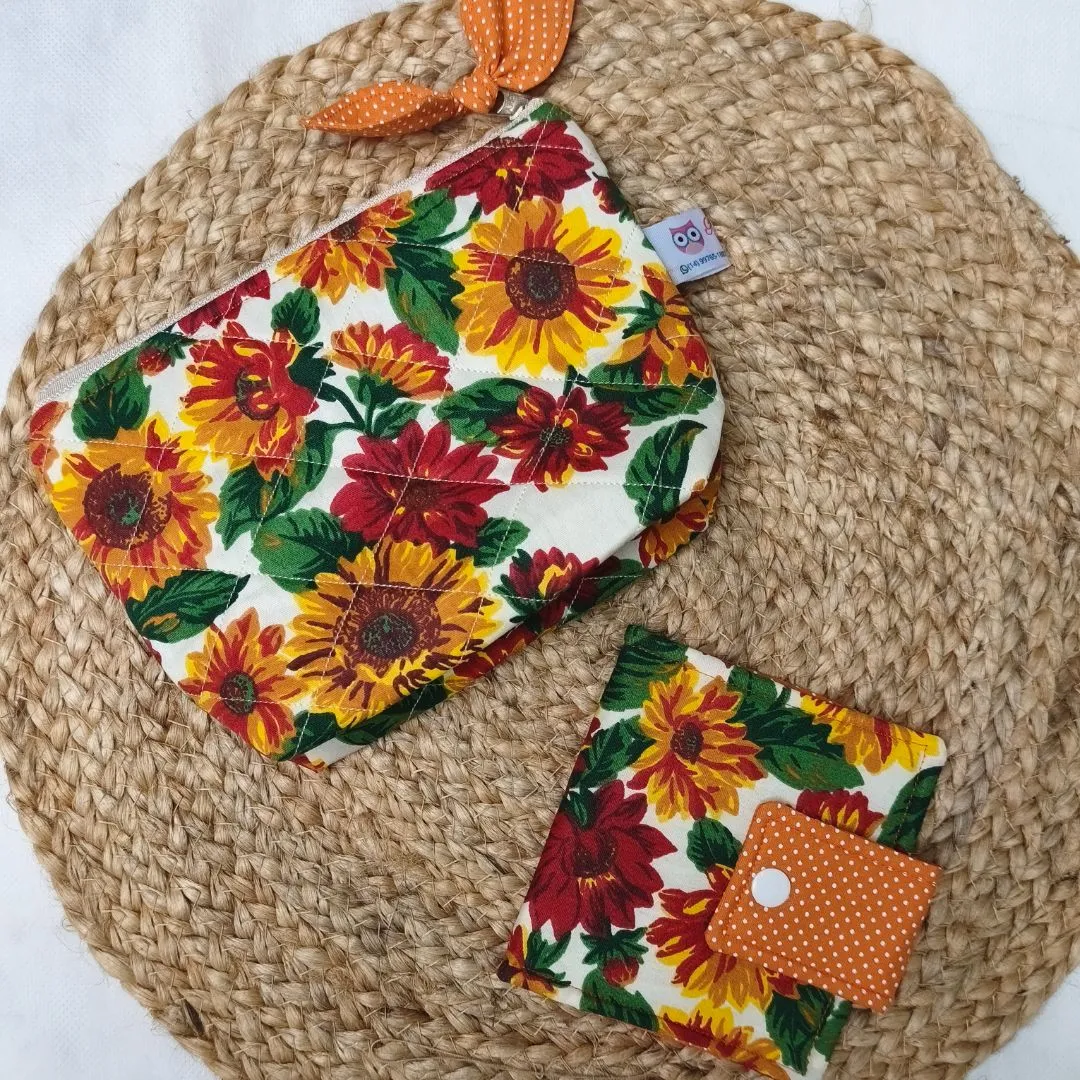 Kit Organizador de Bolsa Artesanal Necessaire + Porta Absorvente - artesanato de Gabi Jodas Ateliê