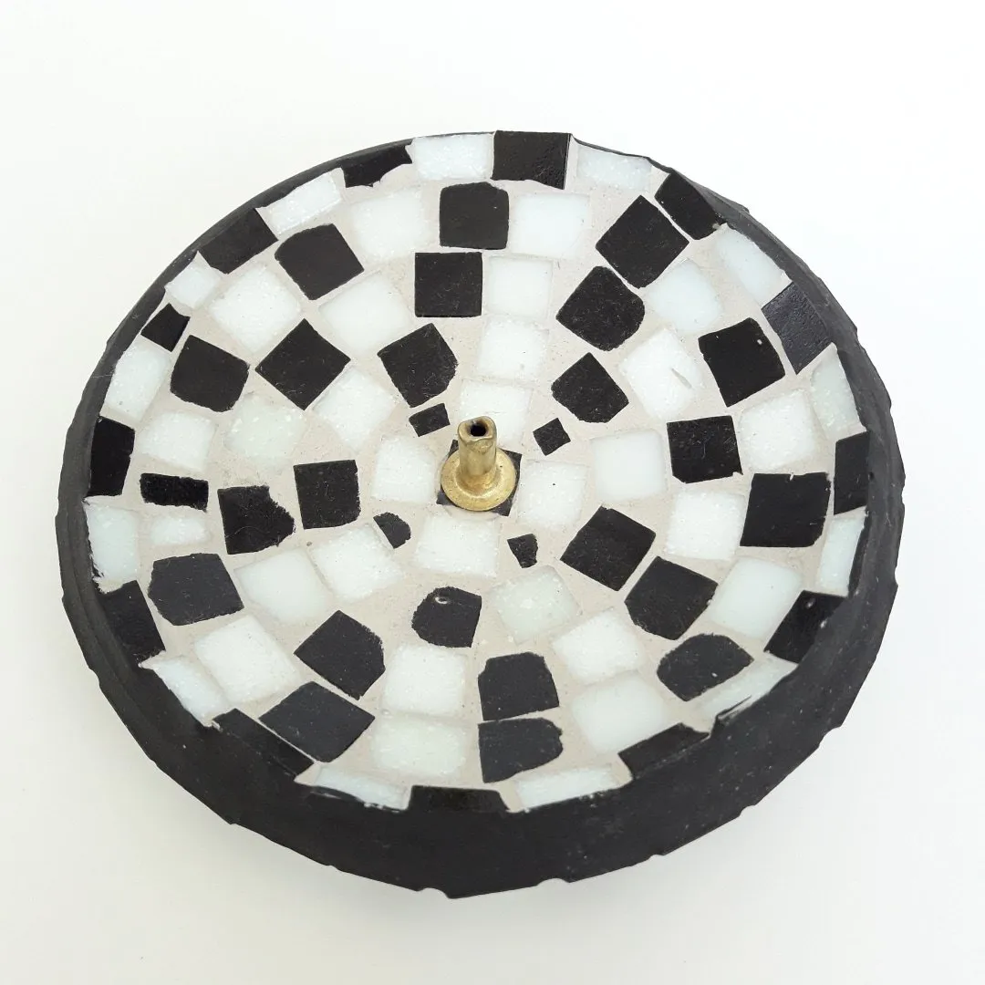 Porta Incenso Mosaico Preto e Branco