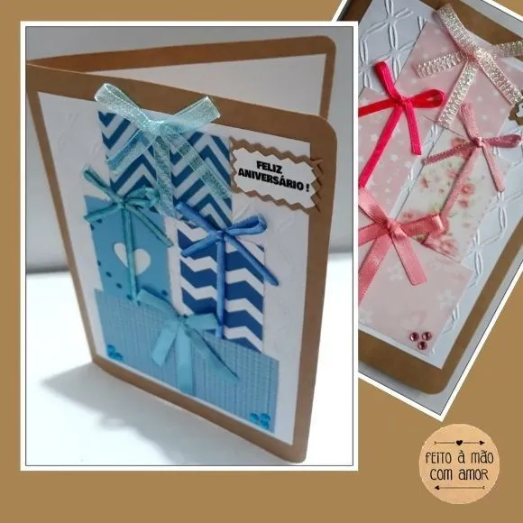 Cartão de Aniversário Presente Ii (azul e Rosa) - foto 5