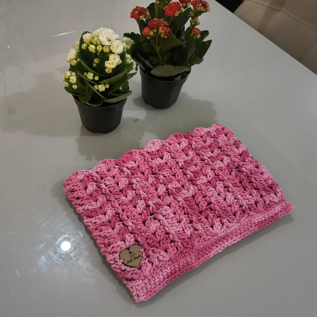 Necessaire de crochê rosa - 24x16x1cm - Presente Natal - foto 3