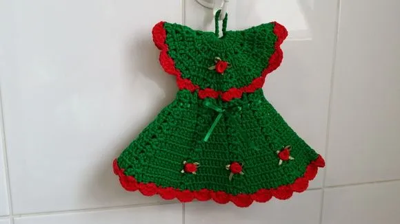 Pegador de Panelas Vestido Samambaia (20 cm x 15 cm )
