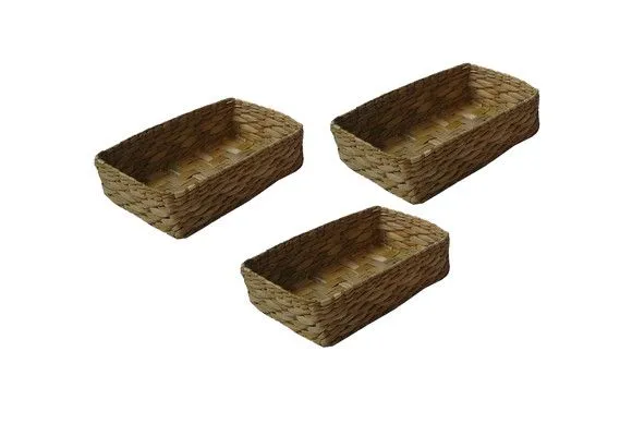 Kit C/ 3 Cestos Taboa Natural 25x15x07 - artesanato de Mundo Urbano