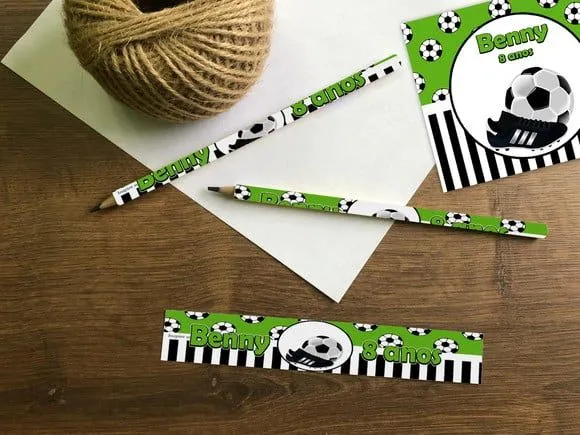 Lápis Futebol Personalizado - feito à mão por Mi Papelaria Criativa