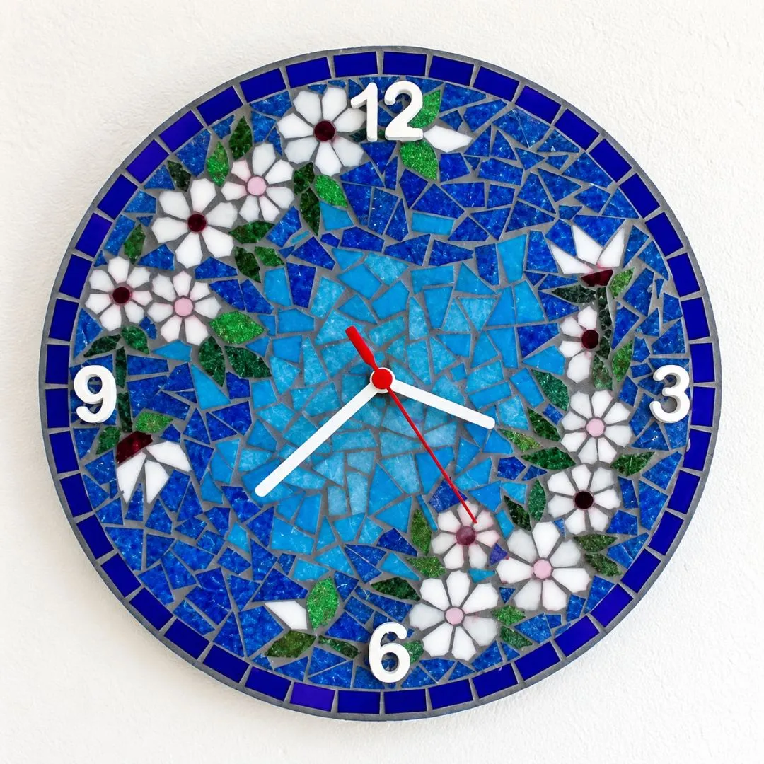 🕒 Relógio Mosaico Jardim Azul - 30 cm - foto 2
