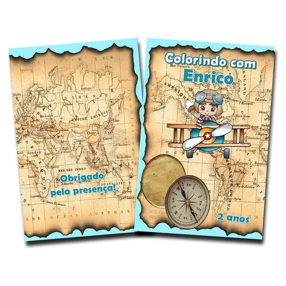Revista Colorir Aviador Volta ao Mundo Viagem 14x10