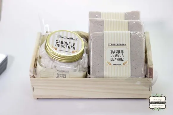 Kit Presenteável Linha Água de Arroz - artesanato feito à mão por Juliana Biz - casa e bem estar