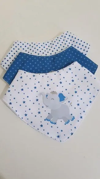 Kit 3 babadores - Elefante baby - artesanato feito à mão por Innovare Studio