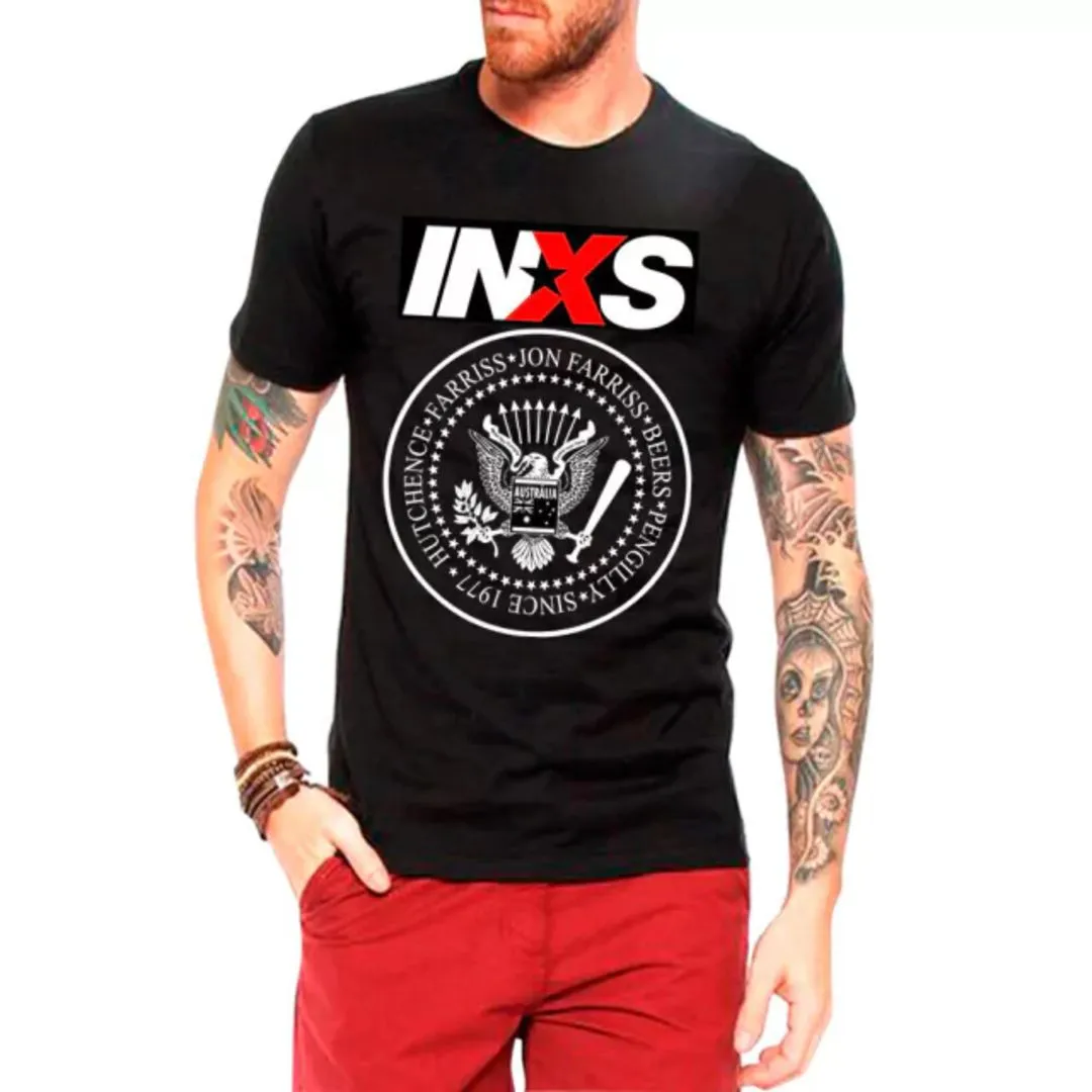 Camiseta Inxs banda rock clássico anos 80, estampa exclusiva tamanhos unisex