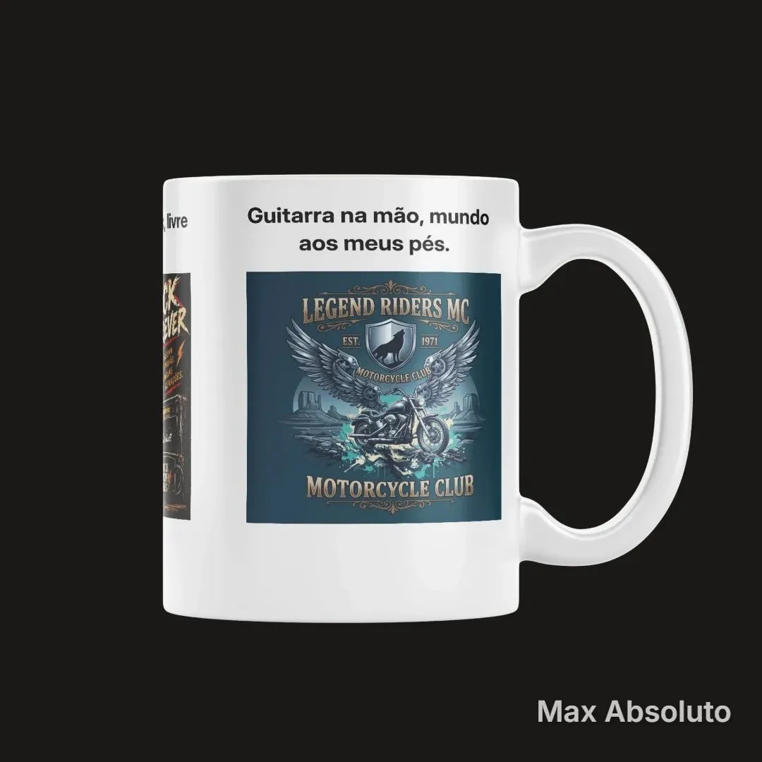Caneca Clube de Motociclistas e Rock Vintage 325ml - artesanato de Max Absoluto