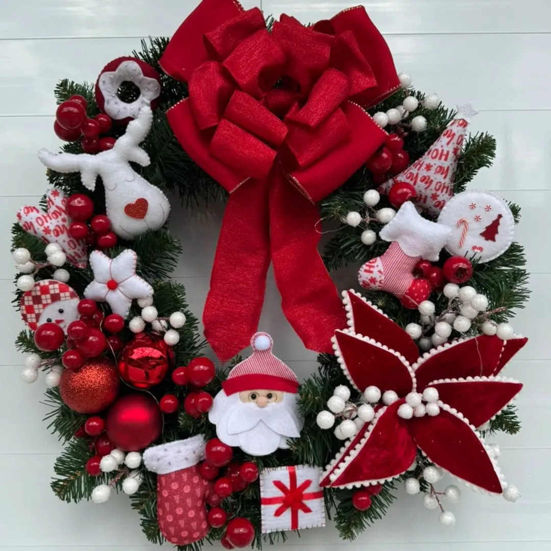 Guirlanda de Festão Natal 60cm - artesanato feito à mão por edeatelier