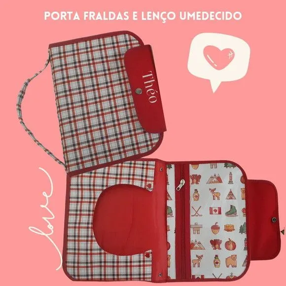 Kit higiene do bebê- Porta fraldas e lenço umedecido - feito à mão por Innovare Studio