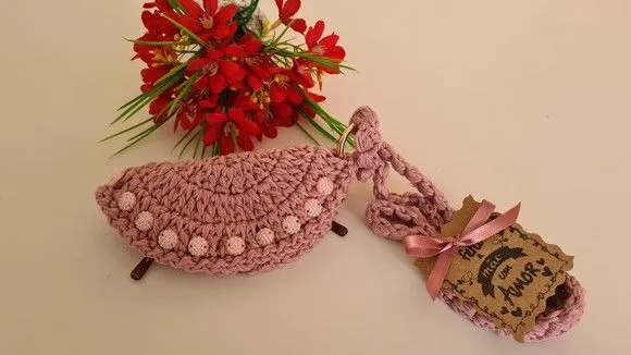 Porta Óculos em Crochê Rosa Antigo - foto 2