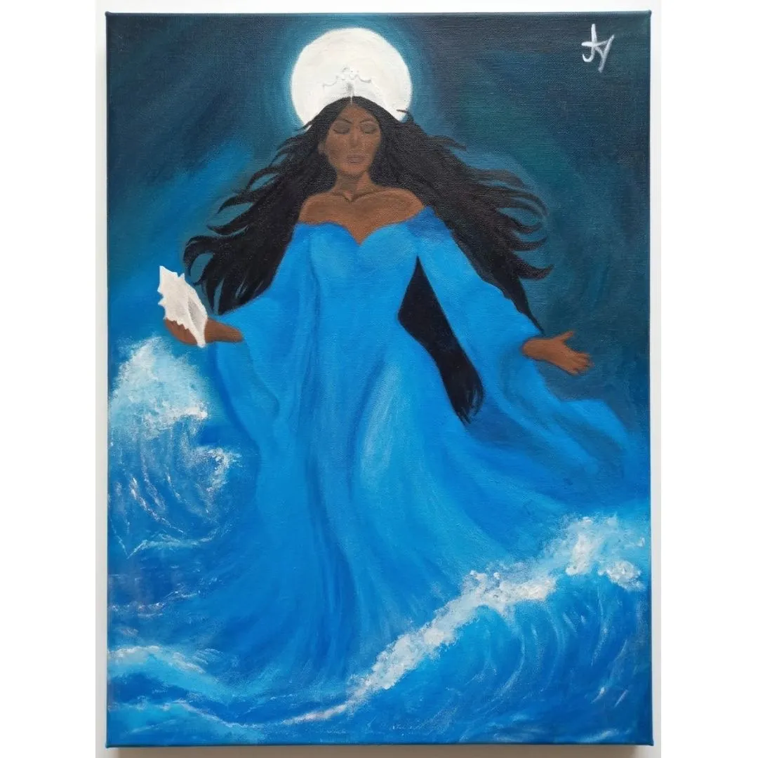 Iemanjá - Rainha do Mar - Tela pintada a mão com muito axé