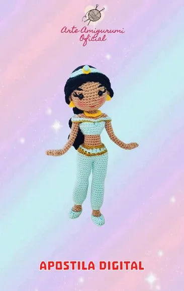 Receita Princesa Jasmine Amigurumi - artesanato feito à mão por Arte Amigurumi Oficial