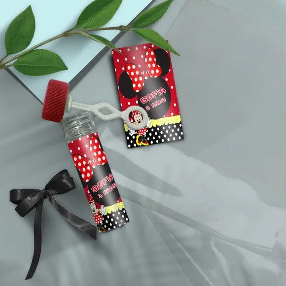 Bolha de Sabão - Minnie Vermelha Personalizado - artesanato feito à mão por Mi Papelaria Criativa