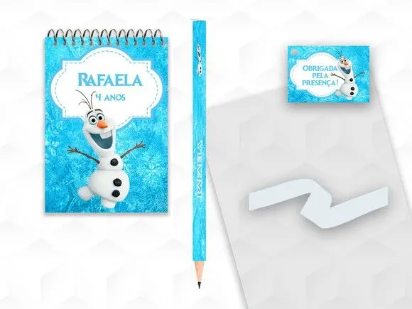 Bloquinho com Lápis Olaf Personalizado - artesanato feito à mão por creativitybynina