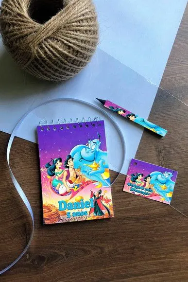 Bloquinho Aladdin Personalizado - artesanato feito à mão por Mi Papelaria Criativa