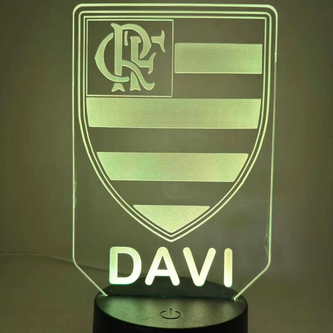 Luminária LED Acrílica Decorativa - Escudo Flamengo, Base Preta - foto 7