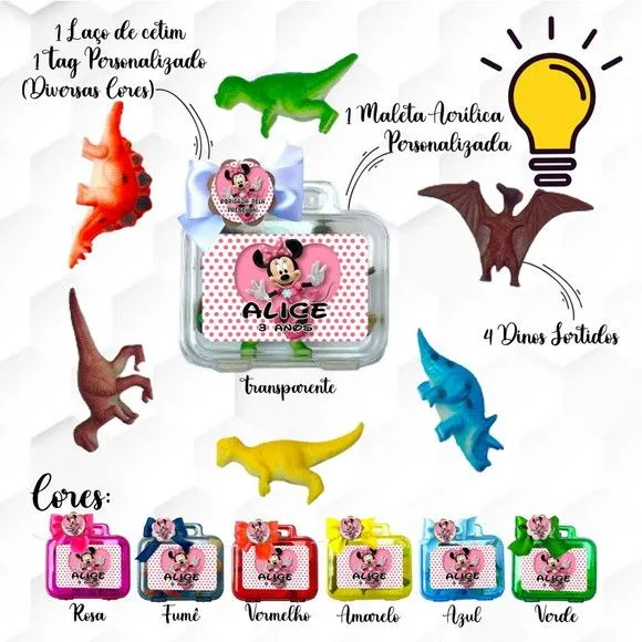 Mini Maleta com Massinhas Minnie Personalizada - feito à mão por Mi Papelaria Criativa