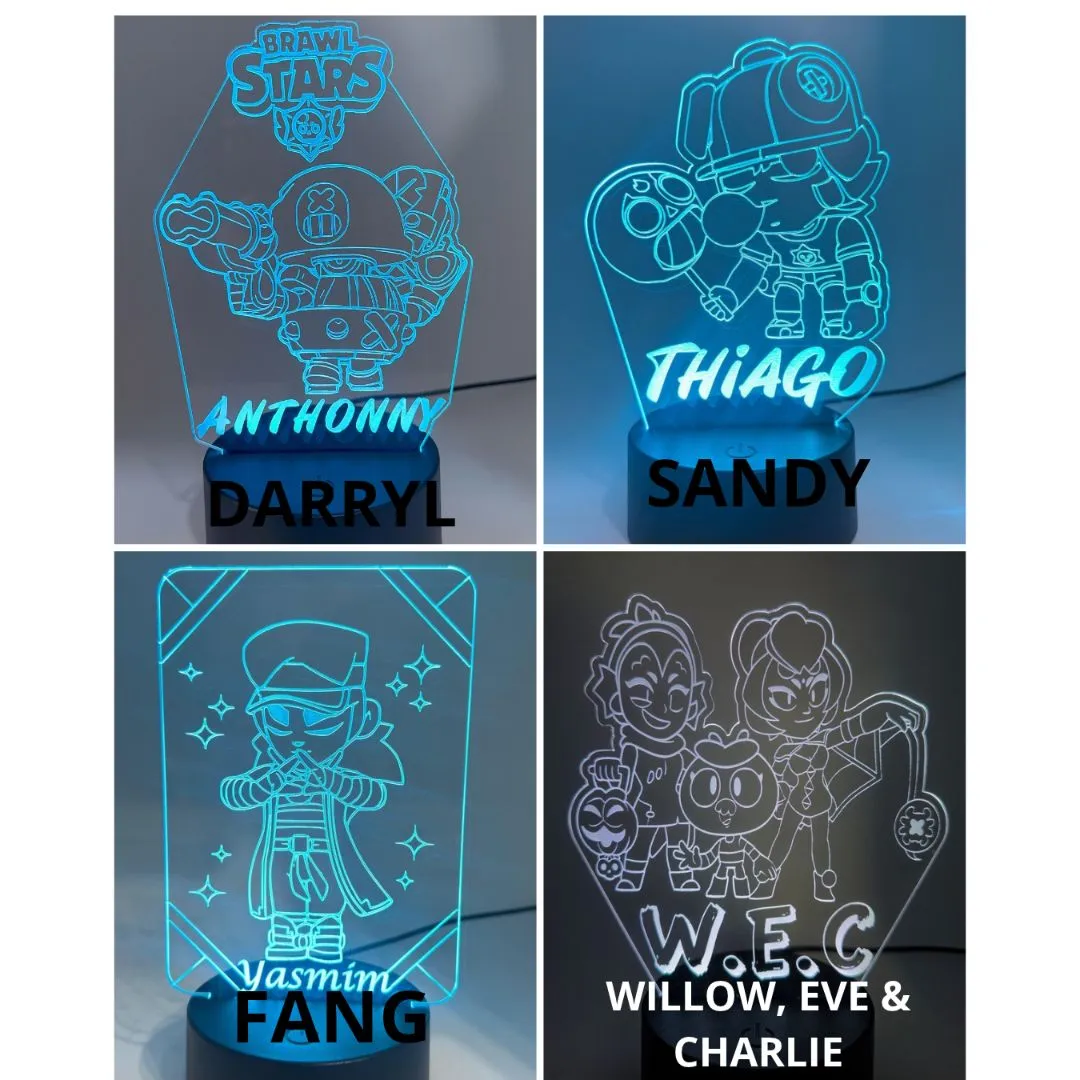Luminaria Braw Star personalizada para quarto em acrilico na de 3mm com base de led RGB - foto 4