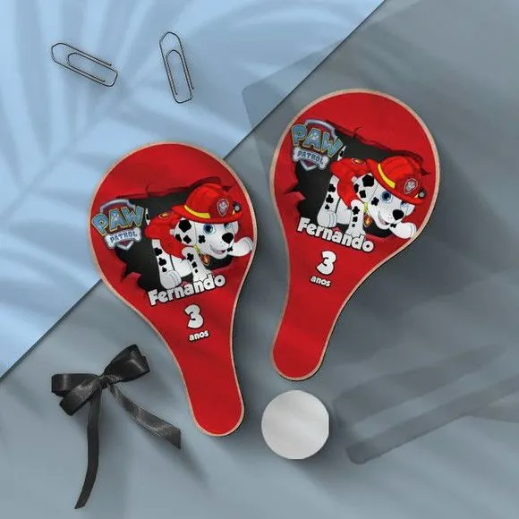 Raquete Ping Pong - Marshall Patrulha Canina - feito à mão por Mi Papelaria Criativa