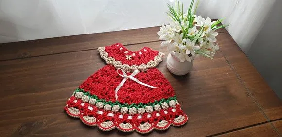 Puxador Forno vestidinho Tulipas Vermelho / Bege - foto 2