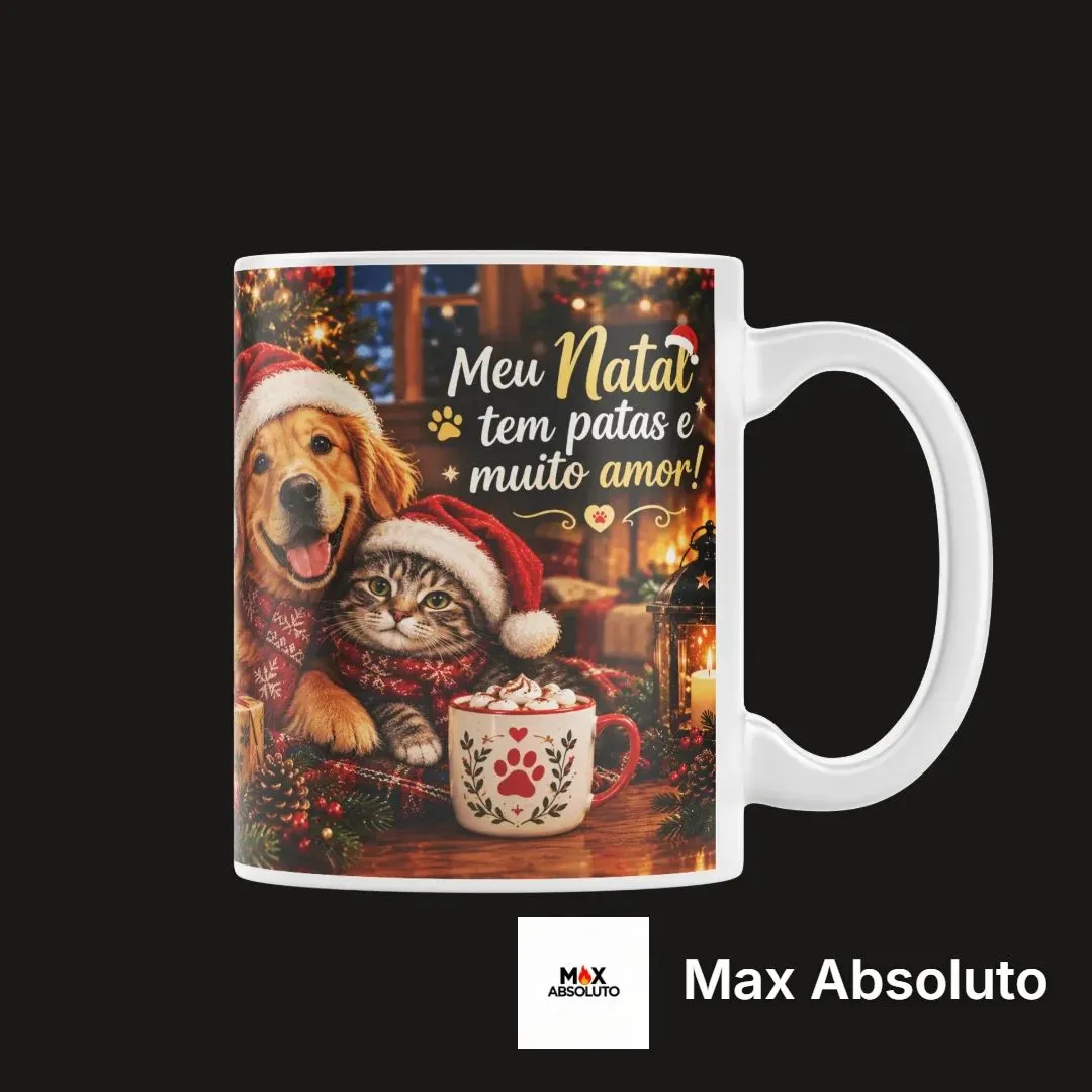 Caneca Cão e Gato de Natal com Frase 325ml - foto 5