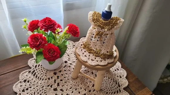 Capa para Adoçante Vestidinho Cinderela Dourado com Cru - foto 4