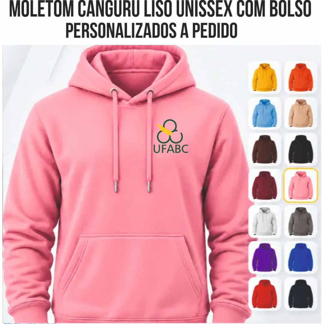 Moleton Canguru Unissex com Bolso - Personalizado a Pedido - Tamanhos p-m-g-gg -(personalização tamanho bolso frente) - foto 3