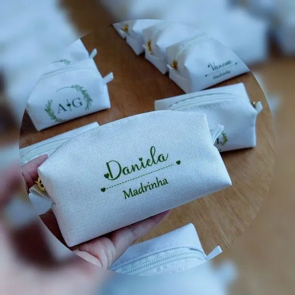 Necessaire Mini Box - Branco e Verde Militar - artesanato feito à mão por Innovare Studio