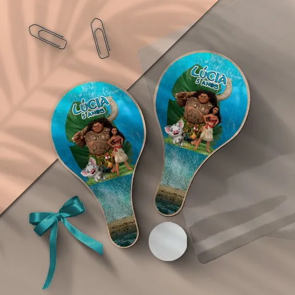 Raquete Ping Pong - Moana - feito à mão por Mi Papelaria Criativa