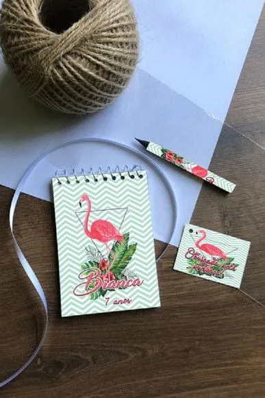 Bloquinho Flamingo Personalizado - artesanato de Mi Papelaria Criativa