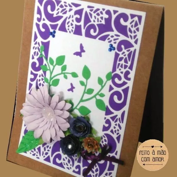 Cartão Caseiro - Flores Violetas - foto 2
