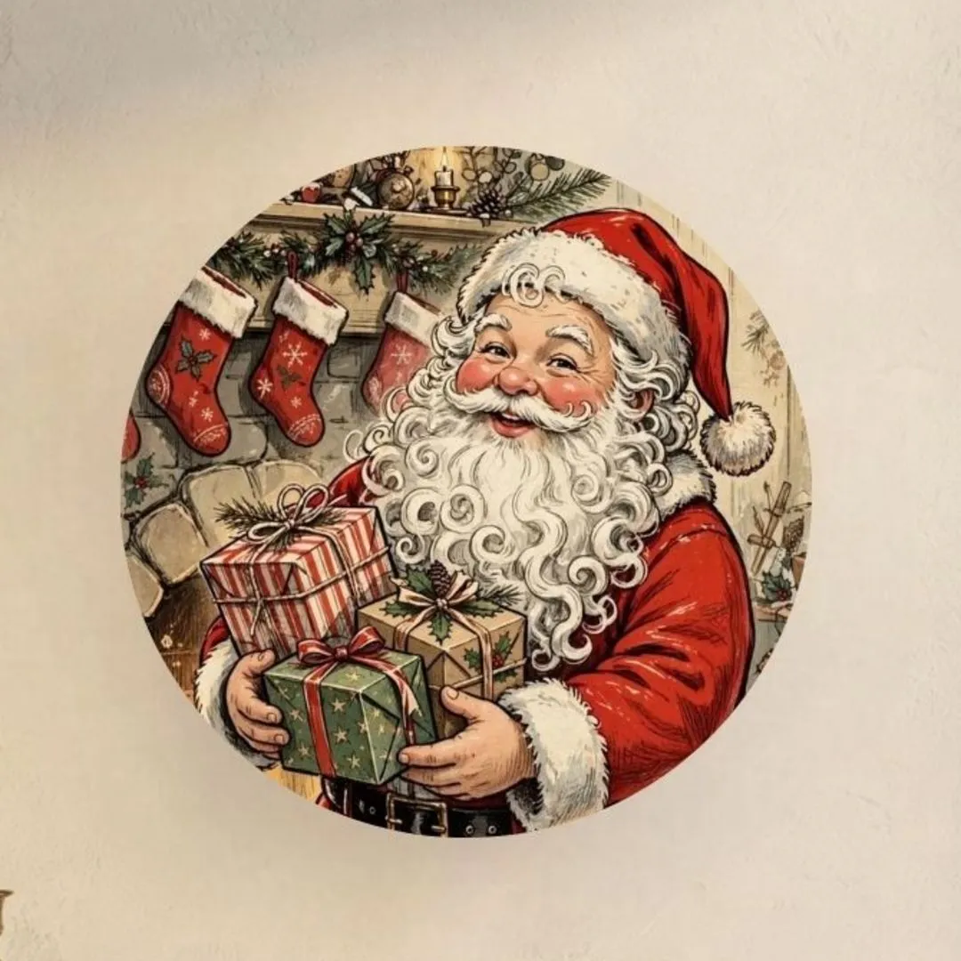 Placa decorativa MDF 35 cm Guirlanda de Natal enfeite de porta Papai Noel - foto 2