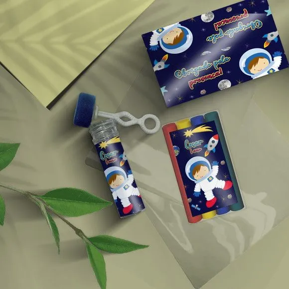 Kit Massinha + Bolha - Astronauta Personalizado - feito à mão por Mi Papelaria Criativa