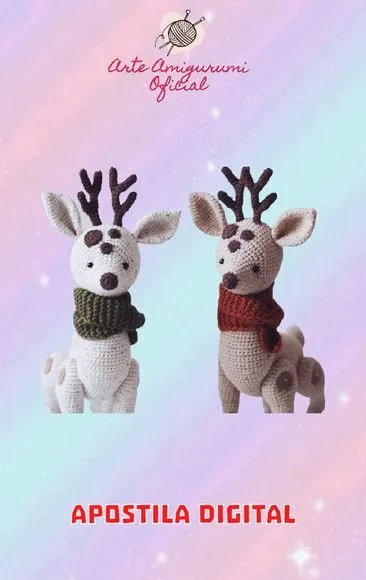 Receita Cervo Natalino - Amigurumi - artesanato feito à mão por Arte Amigurumi Oficial