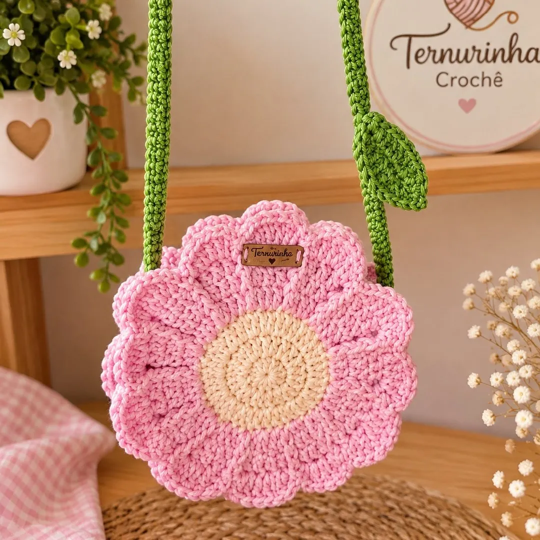 Bolsa de crochê Flor infantil