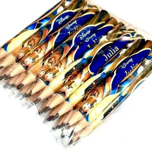 Mini Lápis Bela e a Fera Personalizado - feito à mão por Mi Papelaria Criativa