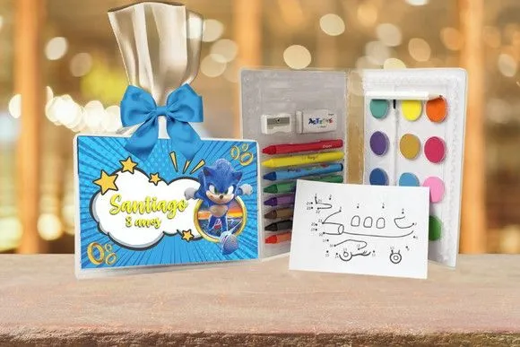 Estojo de Pintura Sonic Personalizado - feito à mão por Artmanha Lembrancinhas