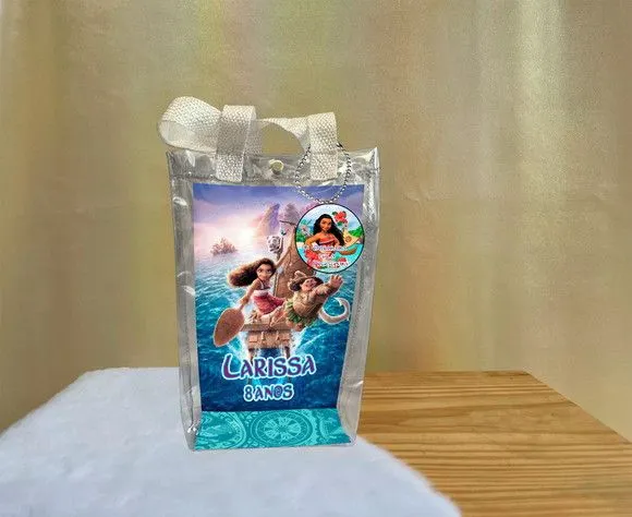 Sacola Transparente Moana Personalizado - artesanato de Artmanha Lembrancinhas