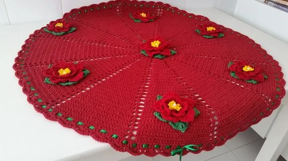 Toalha de Mesa Crochê Estrela do Natal 88 cm - foto 4