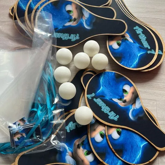 Raquete Ping Pong - Sonic - feito à mão por Mi Papelaria Criativa