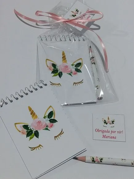 Bloquinho Unicórnio Personalizado - artesanato feito à mão por Mi Papelaria Criativa