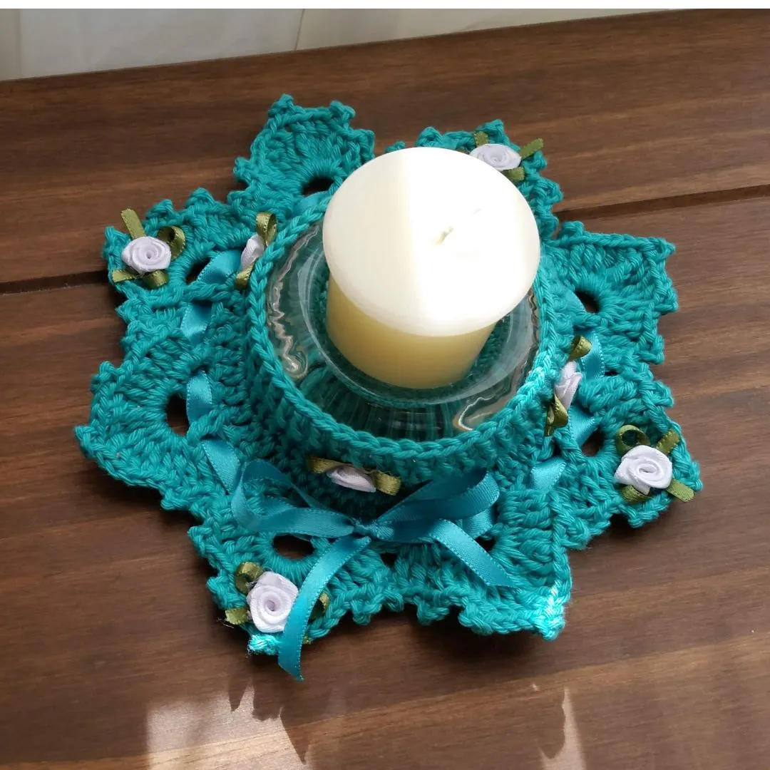 Par de Porta Velas em Crochê Tifanni - foto 2