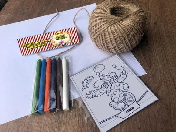 Kit Giz de cera Circo Personalizado - feito à mão por Mi Papelaria Criativa