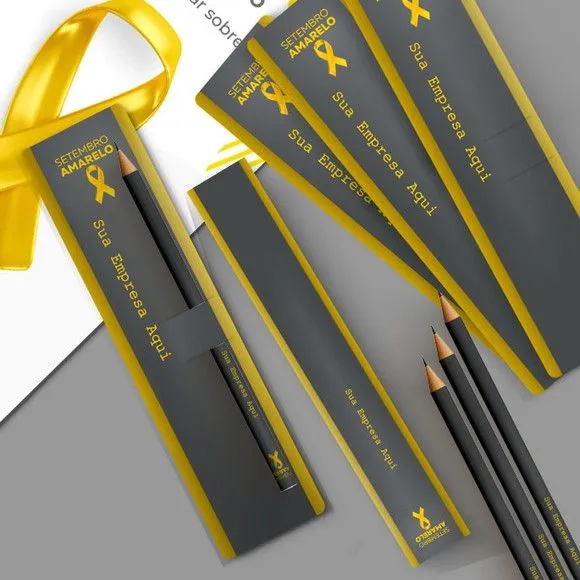 Lápis com Cartão - Setembro Amarelo Personalizado - feito à mão por Mi Papelaria Criativa