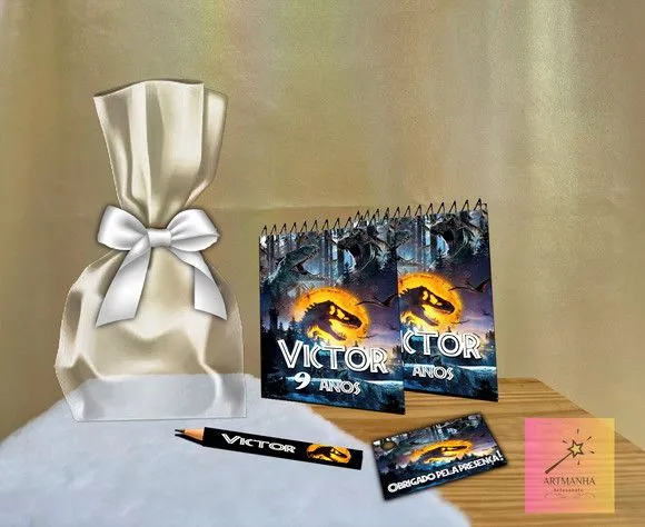 Bloquinho Jurassic Park Personalizado - feito à mão por Artmanha Lembrancinhas