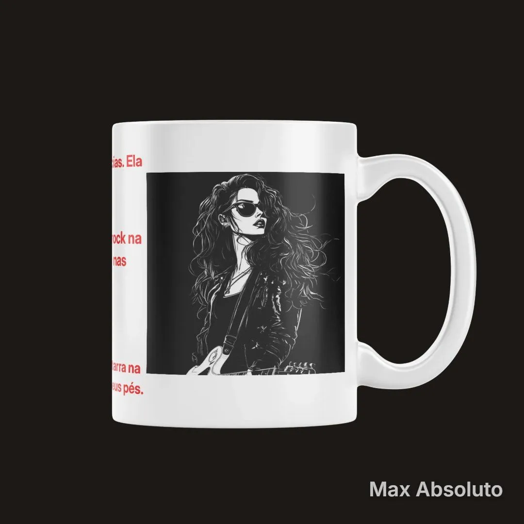 Caneca Estampa Rock Mulher de Óculos 325ml - artesanato de Max Absoluto