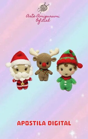Receita Papai Noel Cervo e Ajudante Amigurumi - artesanato feito à mão por Arte Amigurumi Oficial