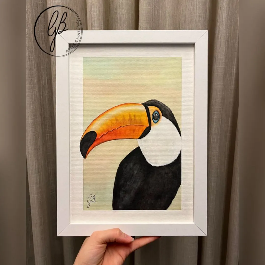 Pintura Original em Aquarela - Tucano Tucanuçu | Arte para Decoração | Série Pintando Brasilidades - artesanato feito à mão por Gabriela Buss Artes